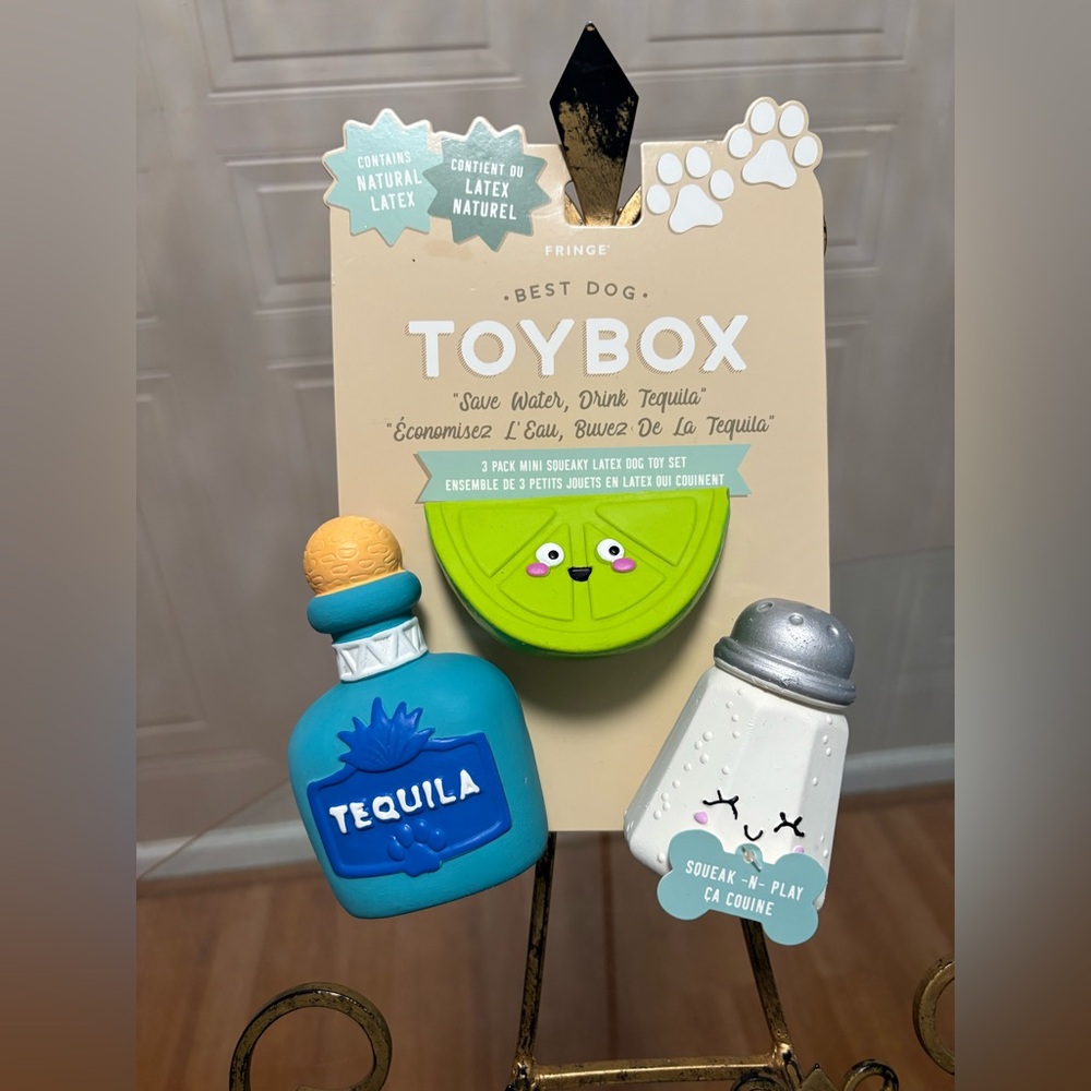 Fringe Studio Toybox- Set Of 3 SqueakyLatex Dog Toy “ Save Water Drink Tequila “